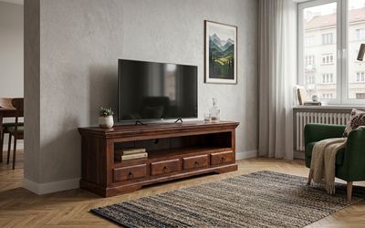 Komoda RTV z litego drewna akacjowego