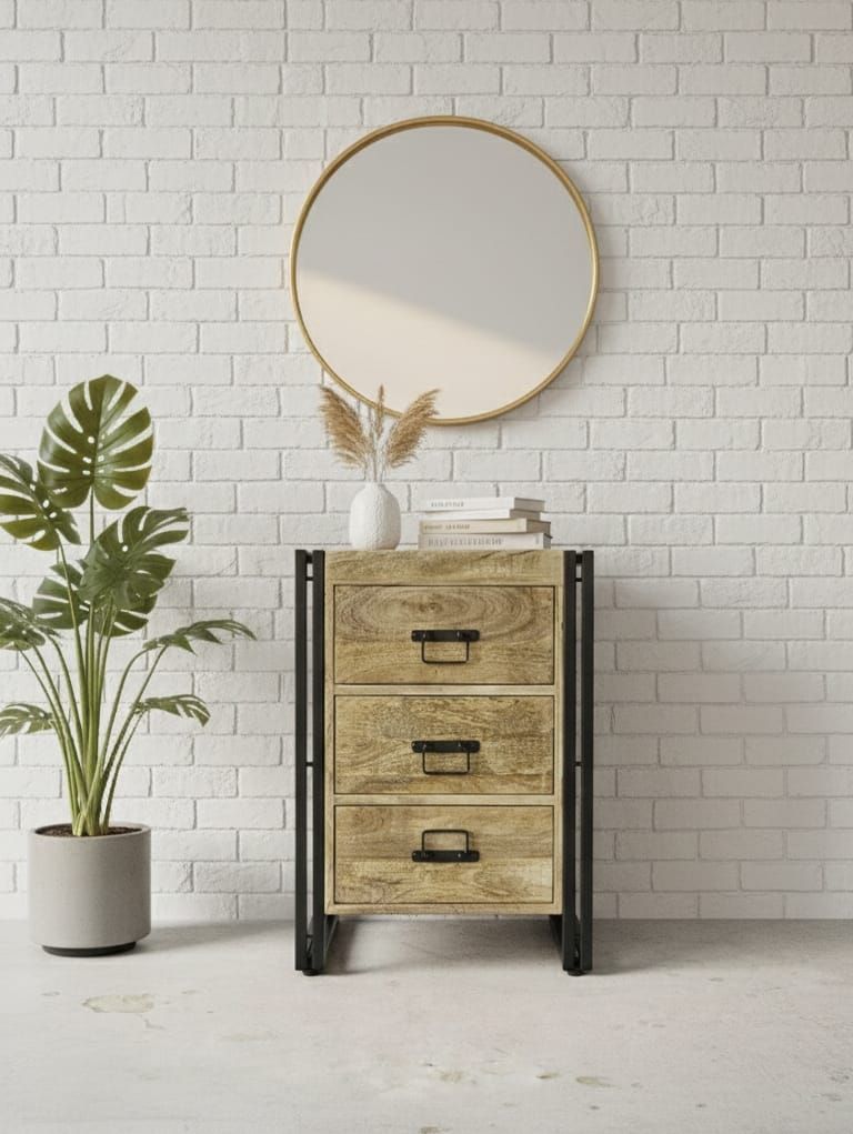 Szafka z litego drewna mango METAL STORY Szafka z litego drewna mango METAL STORY