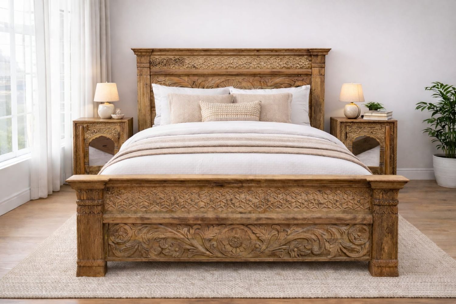 Łóżko z litego drewna mango