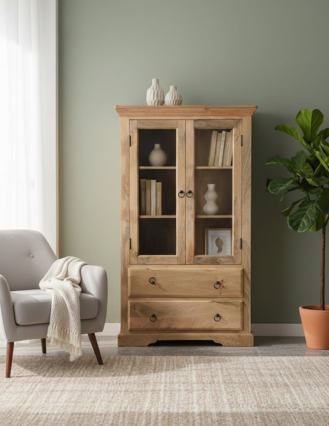 Witryna z drewna mango