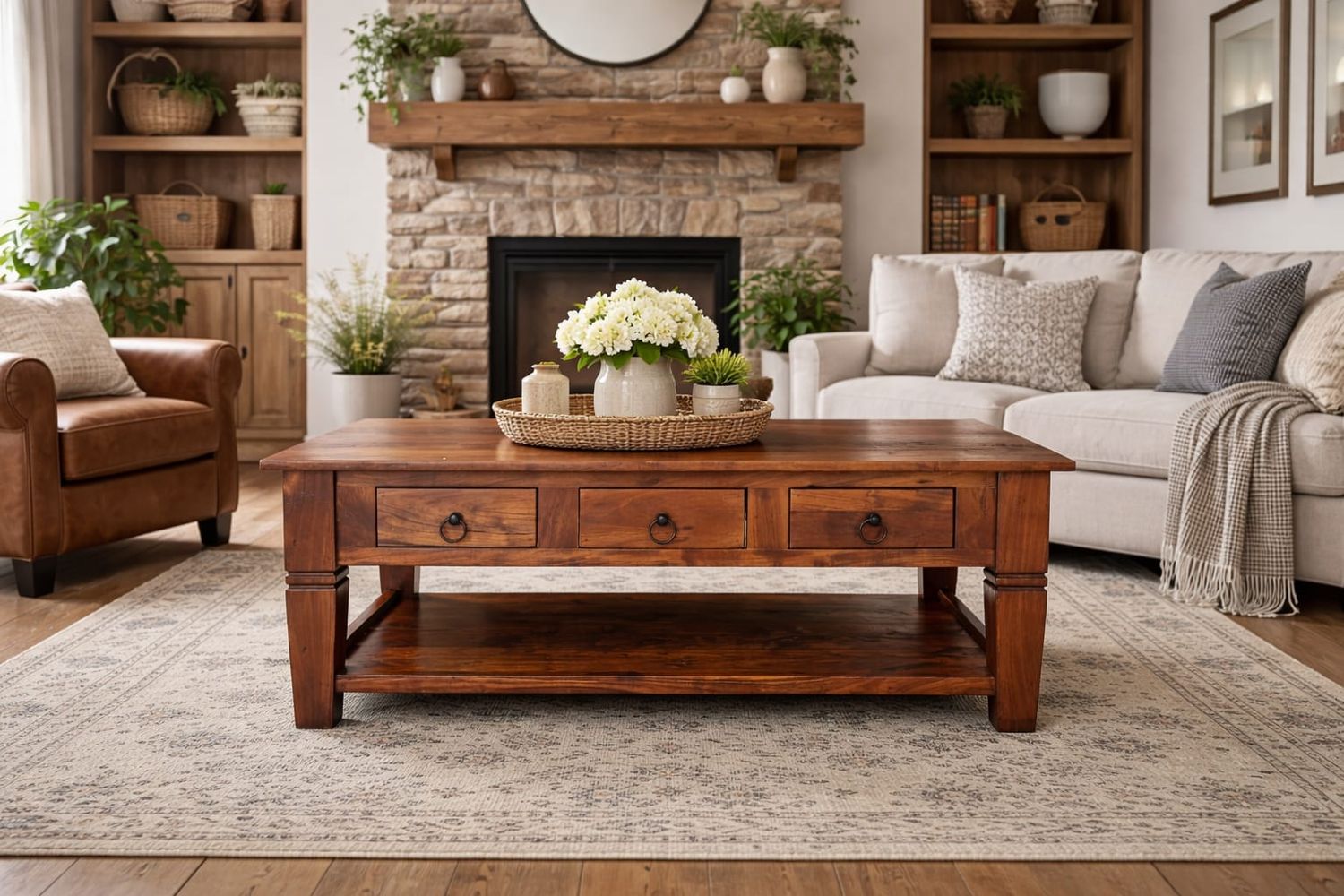 Stolik kawowy z drewna akacjowego