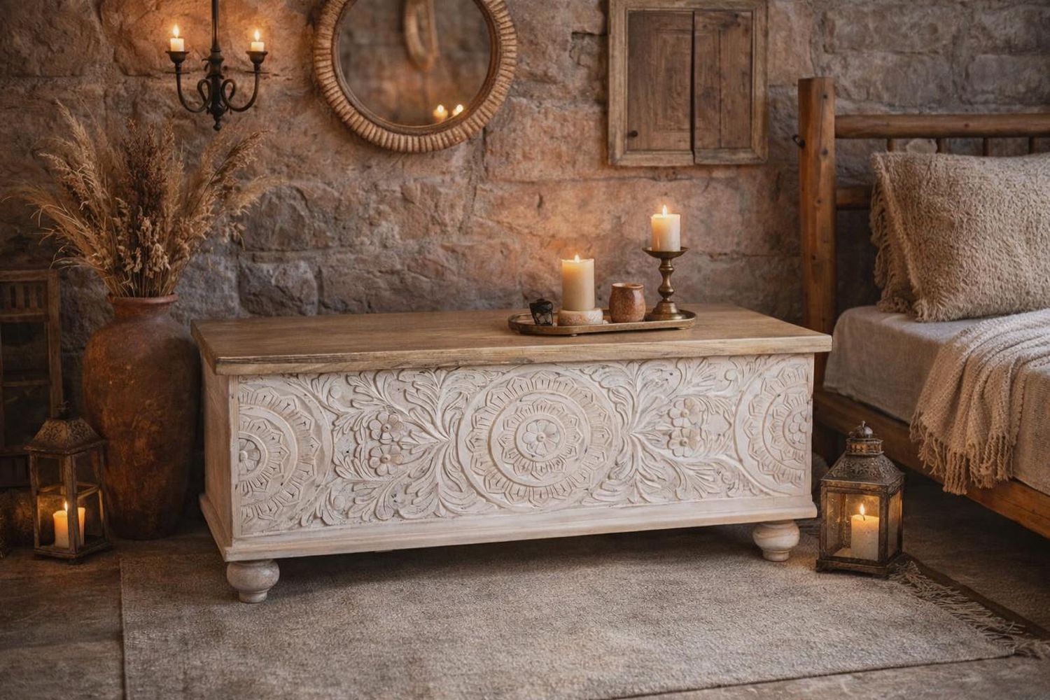 Skrzynia z drewna mango