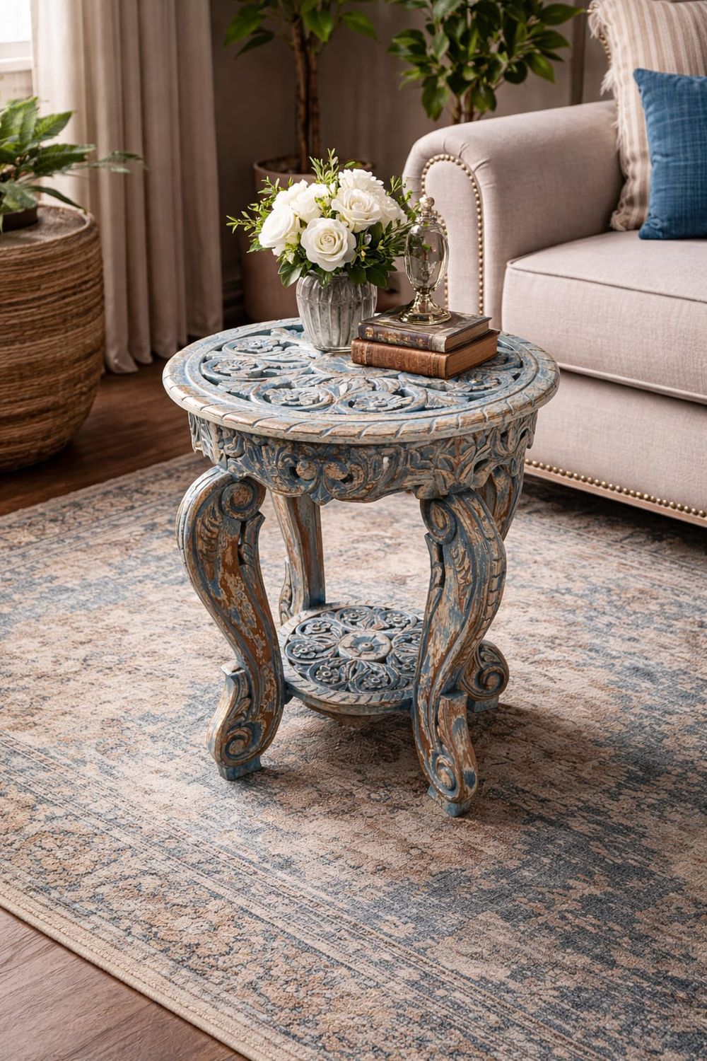 Stolik kawowy z drewna mango