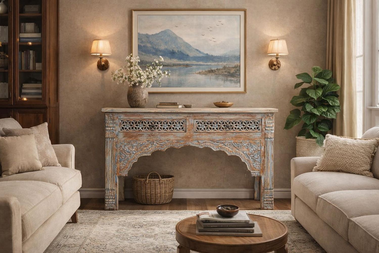 Konsola z drewna mango