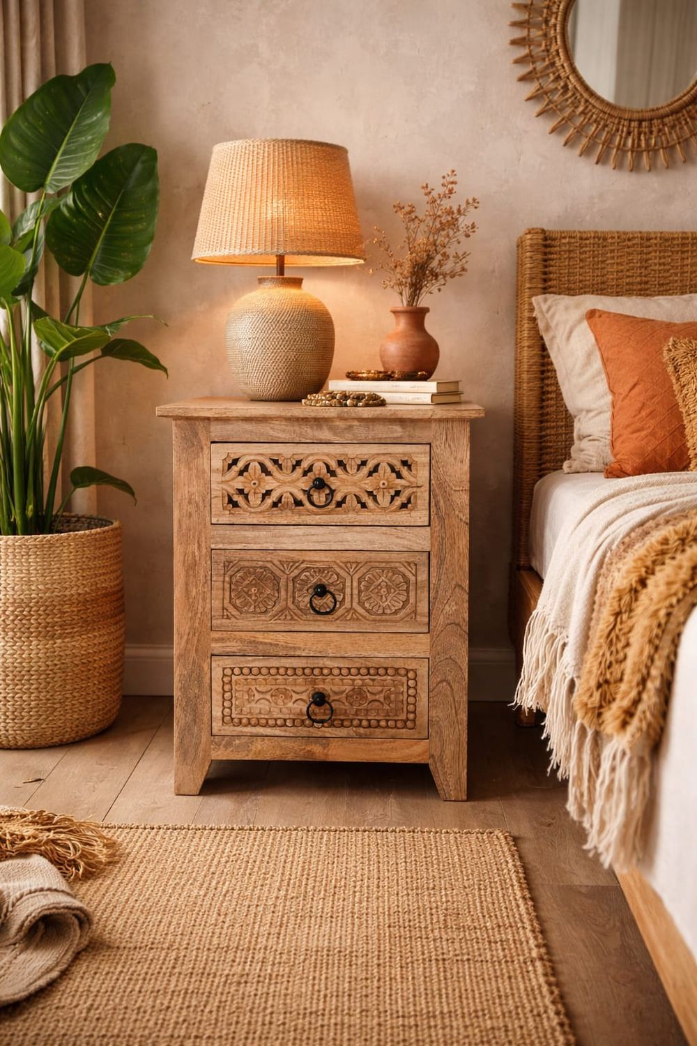 Szafka nocna z drewna mango