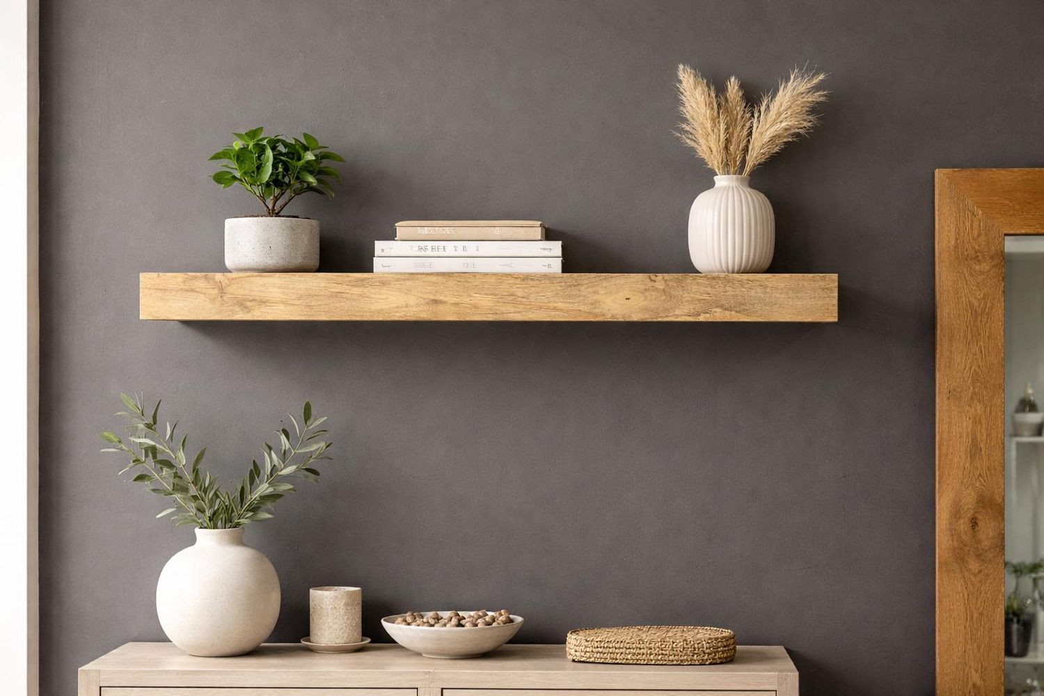 Półka ścienna z drewna mango