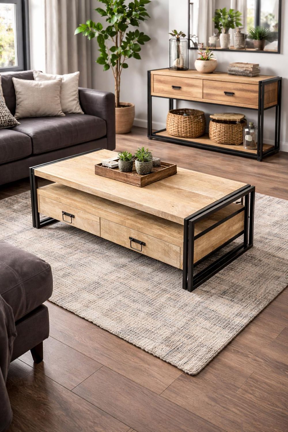 Stolik kawowy z drewna mango