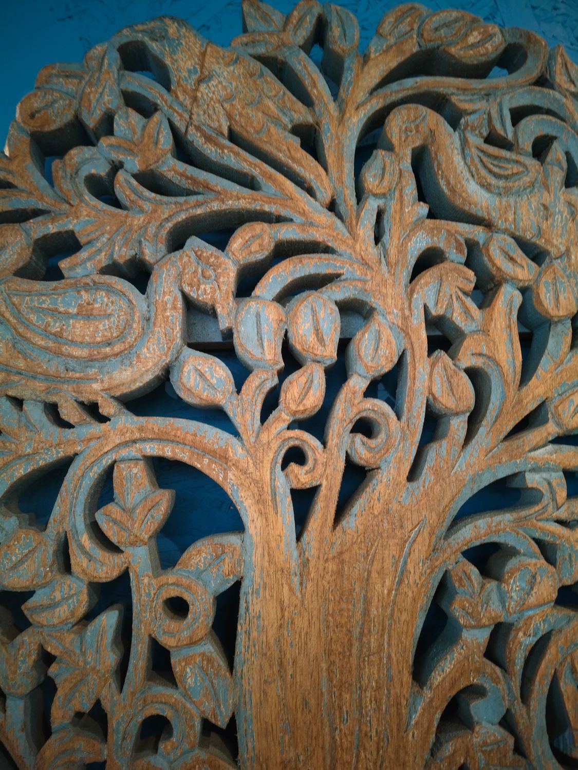 Panel Drzewo Życia 92cm Niebieski Vintage