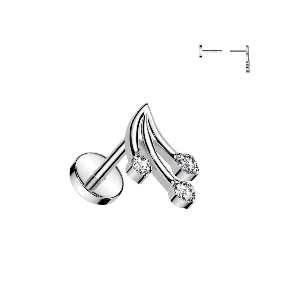 Implant Grade Titanium Threadless Push In 20ga Flat Back Earring Stud With 3 CZ Shooting Star Top