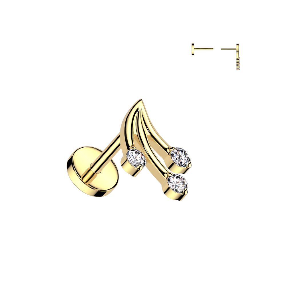 Implant Grade Titanium Threadless Push In 20ga Flat Back Earring Stud With 3 CZ Shooting Star Top