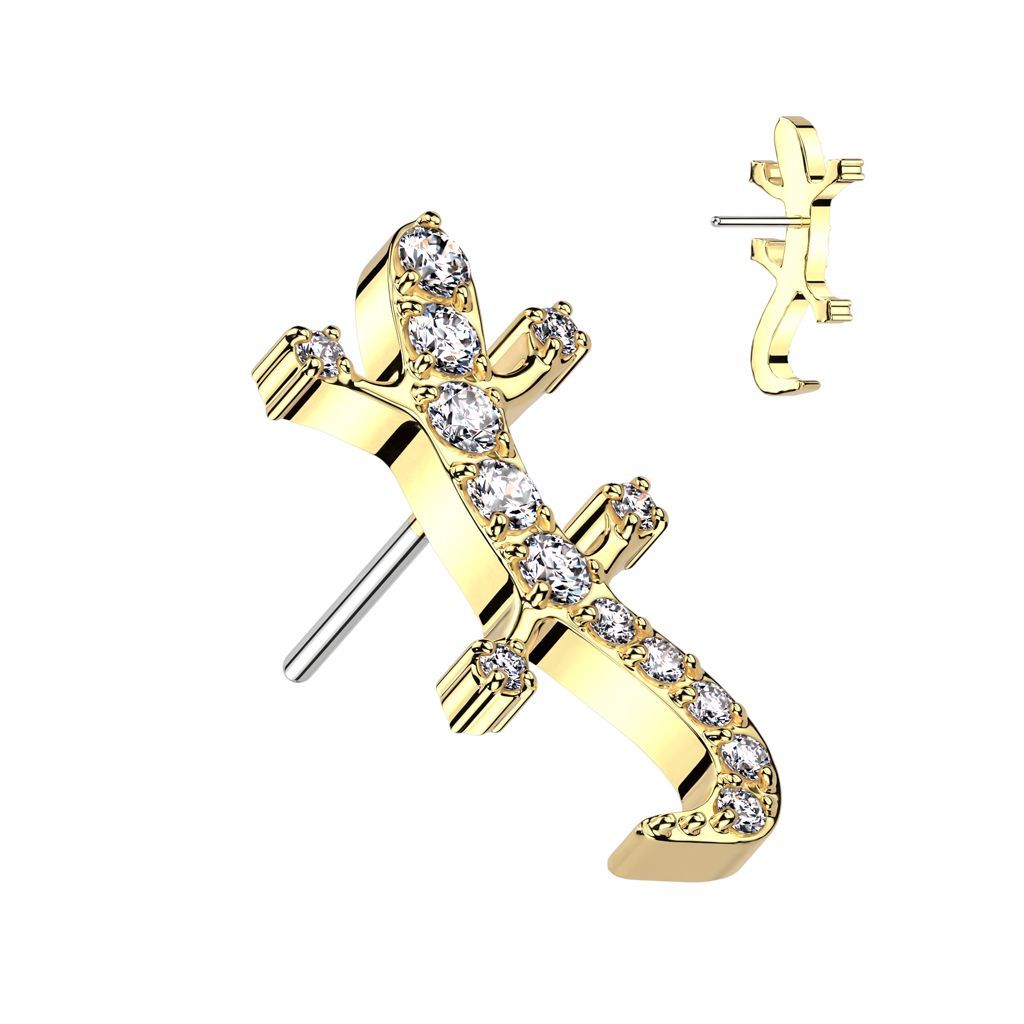 Implant Grade Titanium Threadless Push In CNC Set CZ Lizard Top