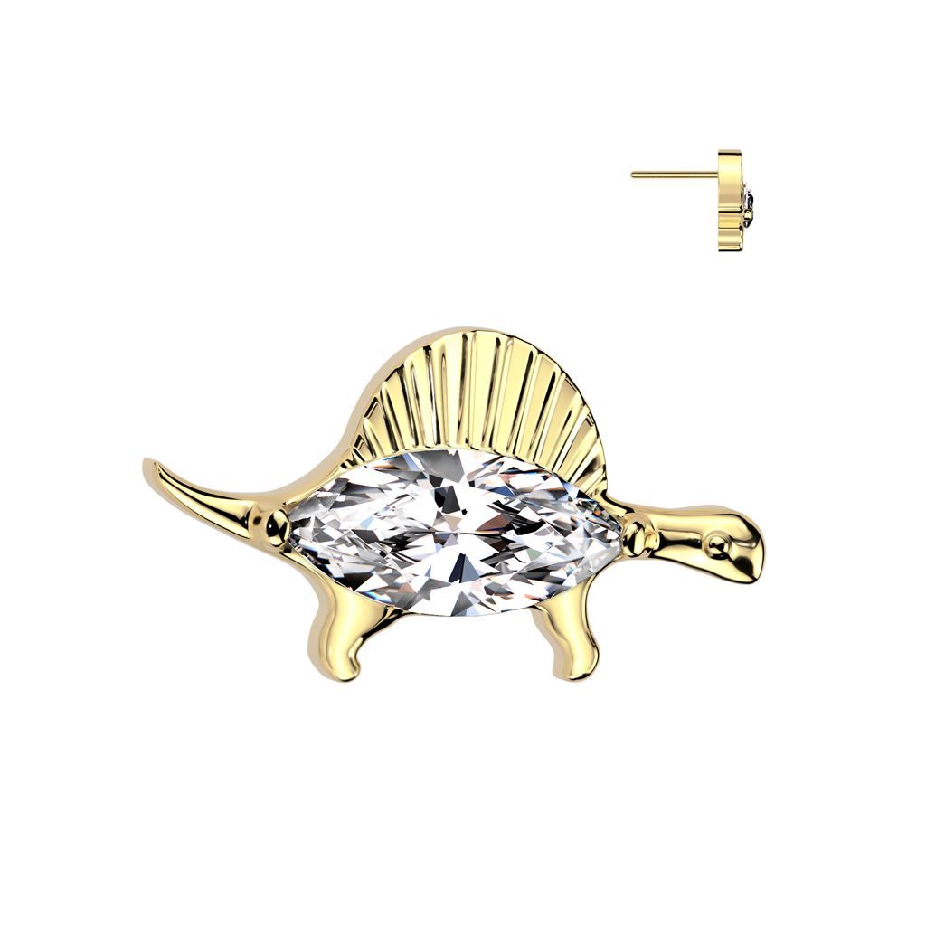 Implant Grade Titanium Threadless Push In CZ Dinosaur Top