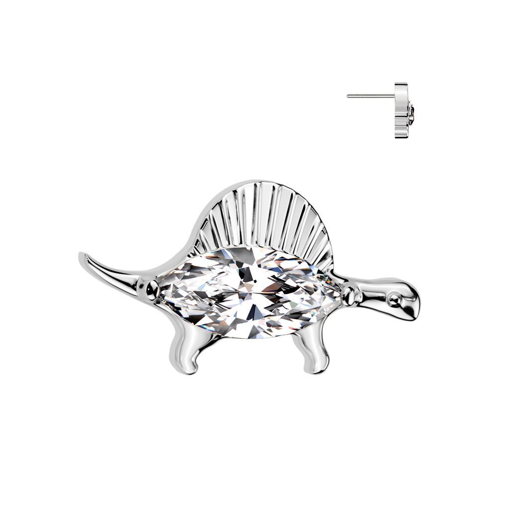 Implant Grade Titanium Threadless Push In CZ Dinosaur Top