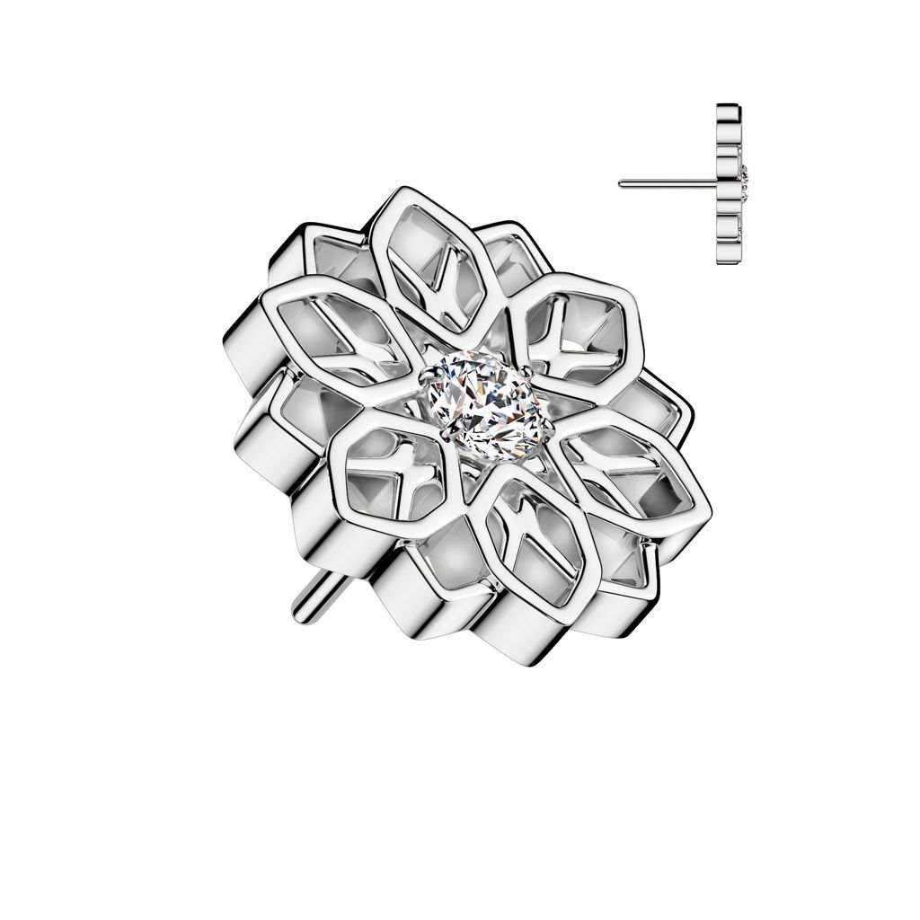 Implant Grade Titanium Threadless Push In CZ Center Lotus Flower Top