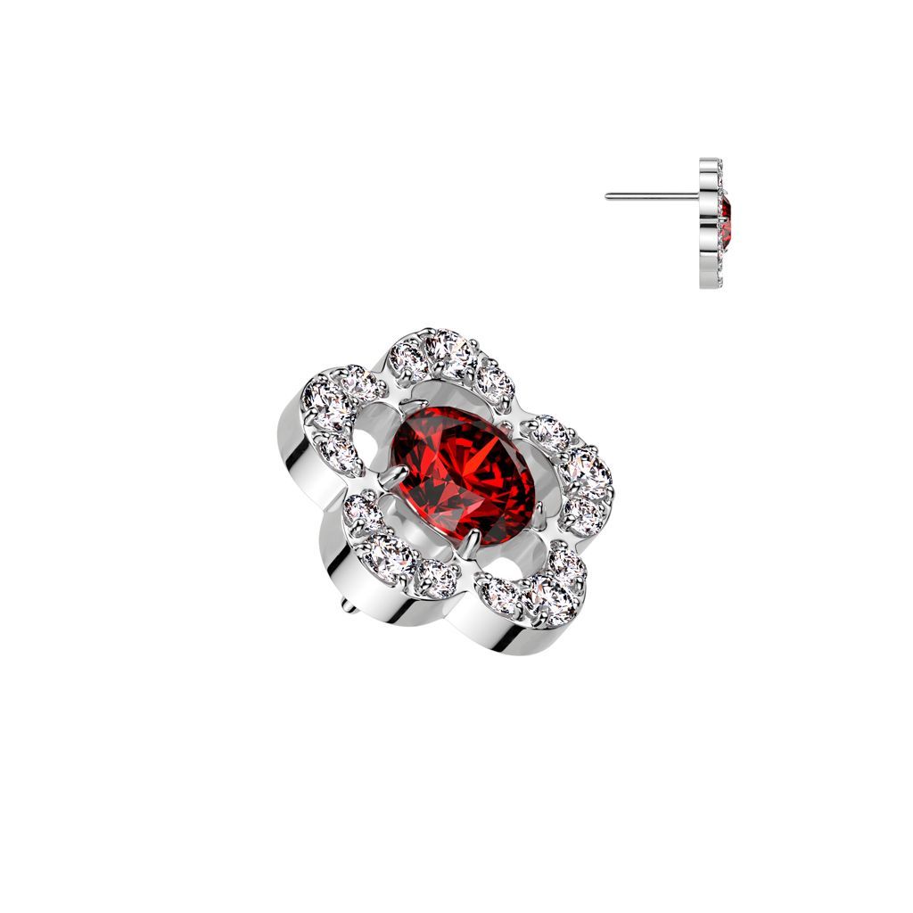 Implant Grade Titanium Threadless Push In CNC Set CZ Flower With Round CZ Center Top