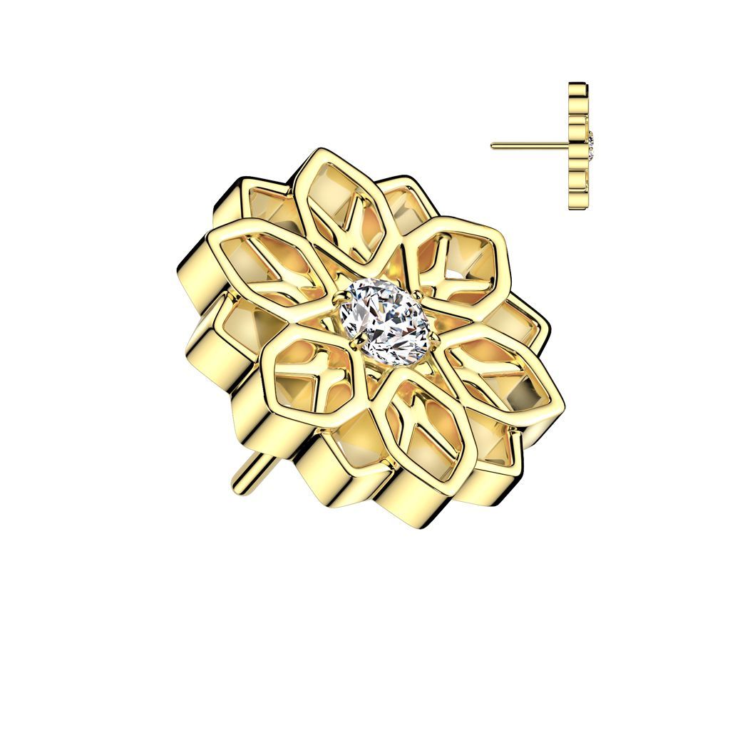 Implant Grade Titanium Threadless Push In CZ Center Lotus Flower Top