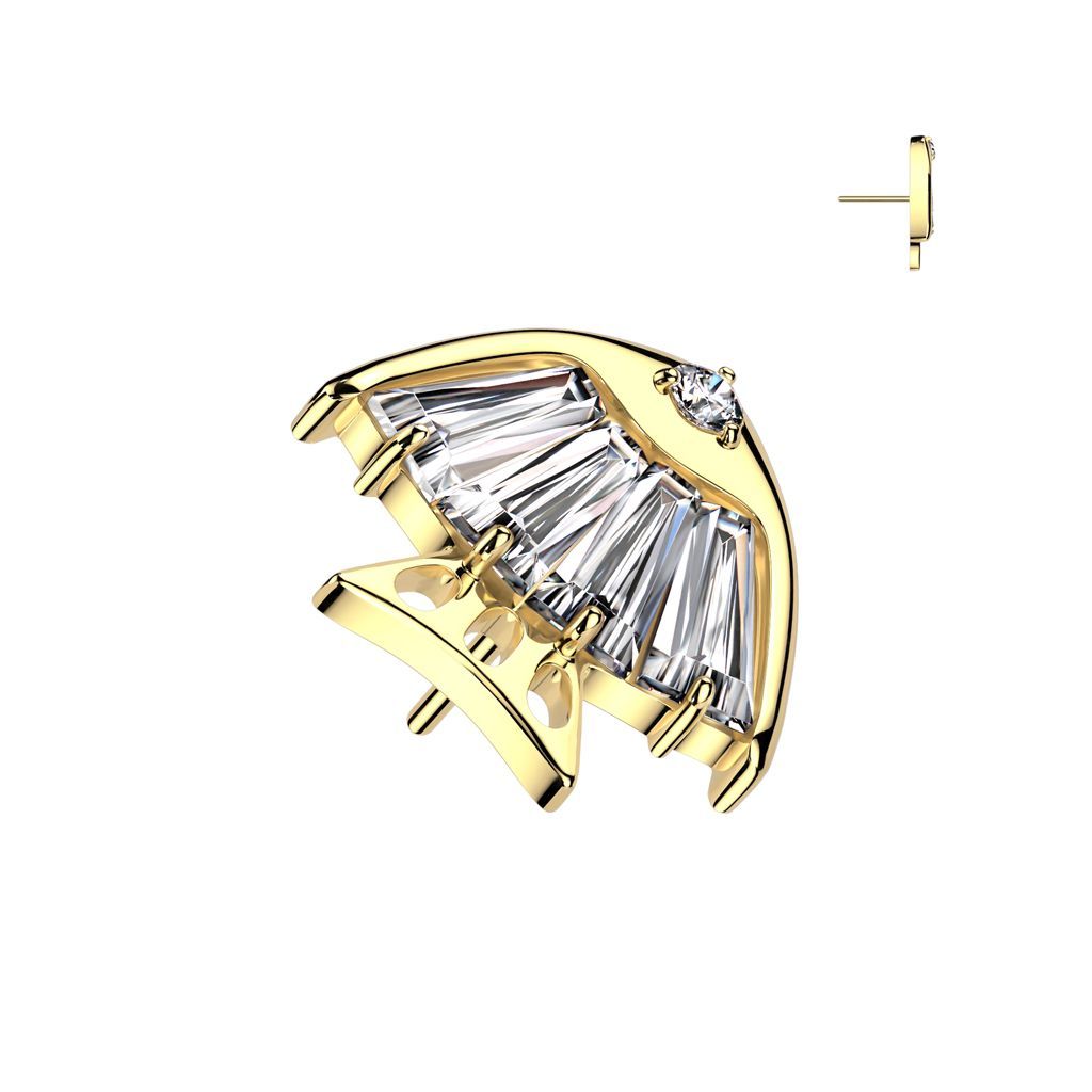Implant Grade Titanium Threadless Push In 4 Baguette CZ or Opal Fish Body With CZ Eye Top