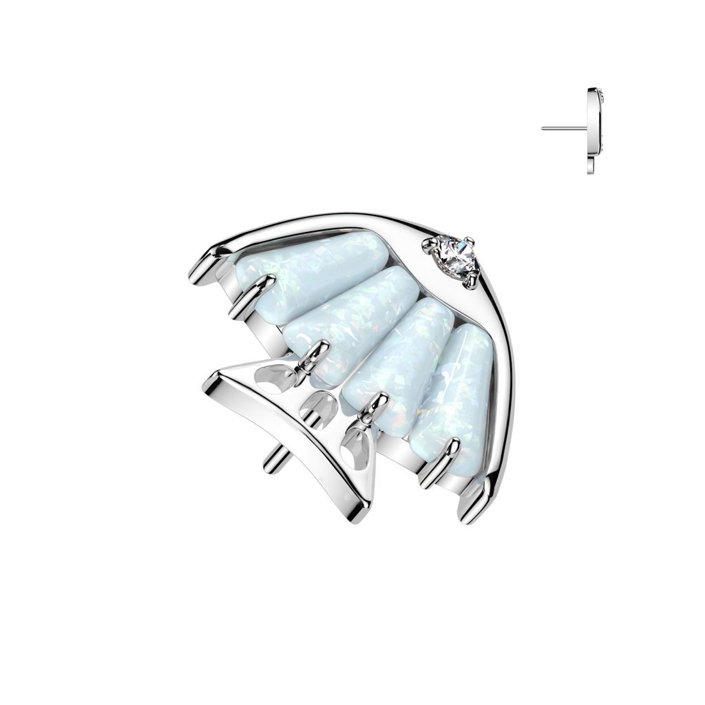 Implant Grade Titanium Threadless Push In 4 Baguette CZ or Opal Fish Body With CZ Eye Top