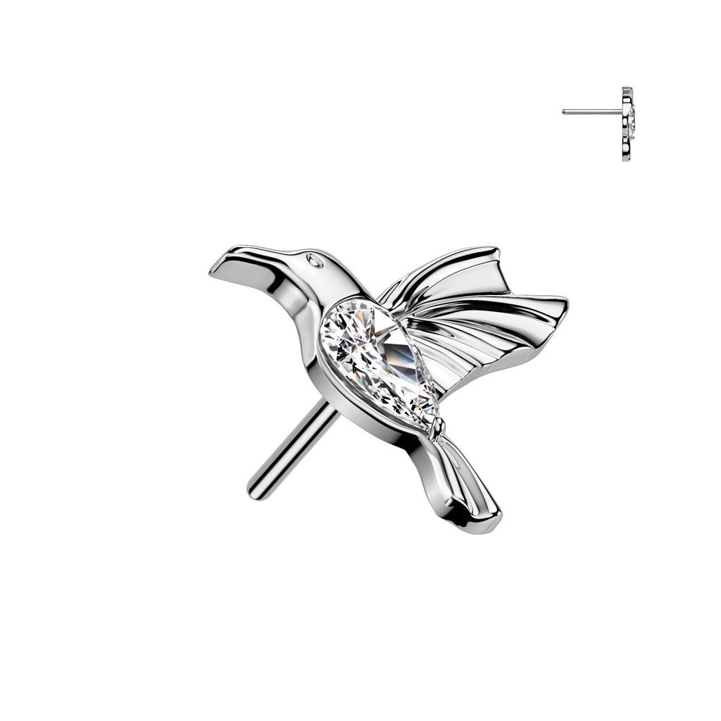 Implant Grade Titanium Threadless Push In CZ Hummingbird Top