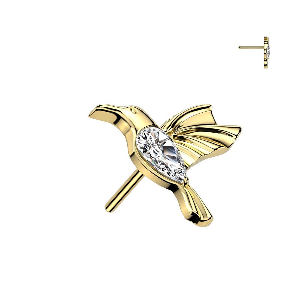 Implant Grade Titanium Threadless Push In CZ Hummingbird Top