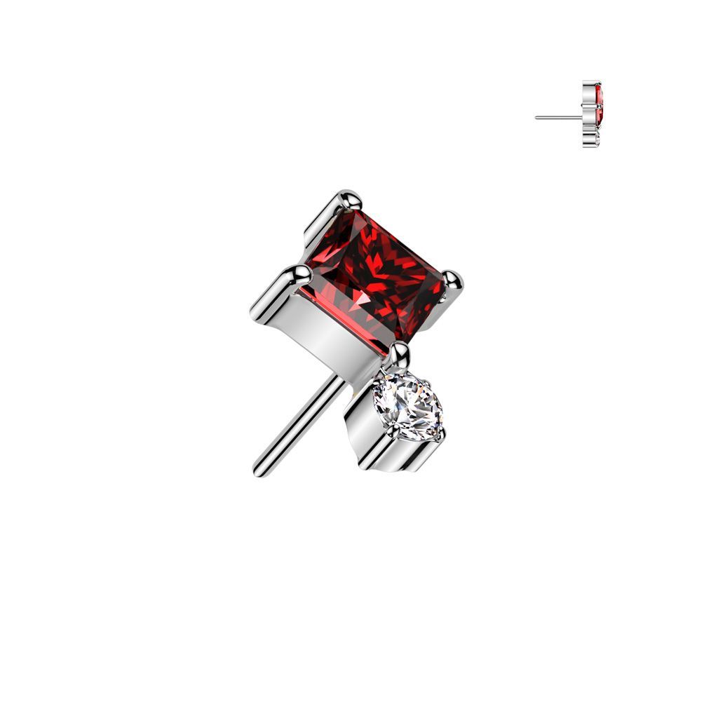 Implant Grade Titanium Threadless Push In Diamond CZ Top With Round CZ Bottom
