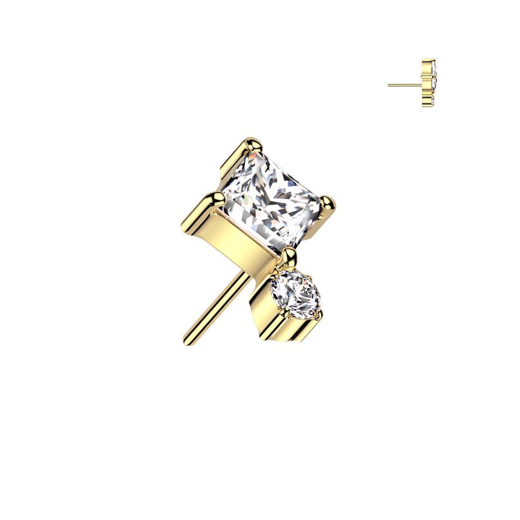 Implant Grade Titanium Threadless Push In Diamond CZ Top With Round CZ Bottom