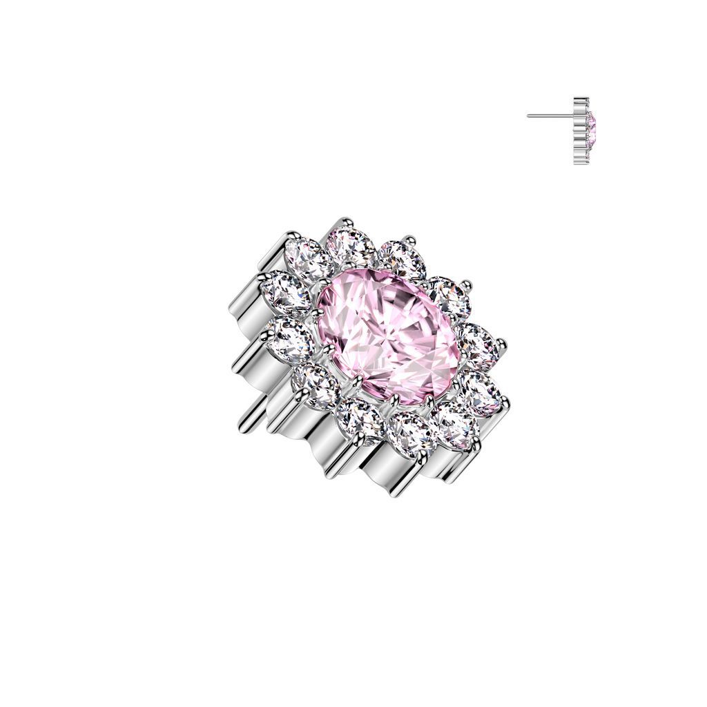 Implant Grade Titanium Threadless Push In CZ Pave Flower Top