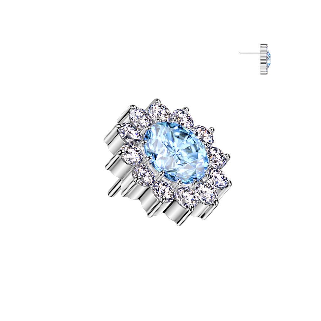 Implant Grade Titanium Threadless Push In CZ Pave Flower Top