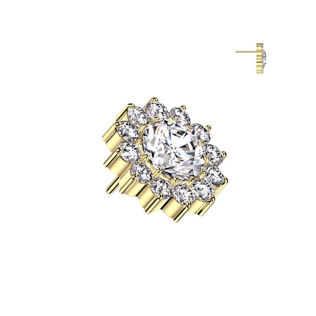 Implant Grade Titanium Threadless Push In CZ Pave Flower Top