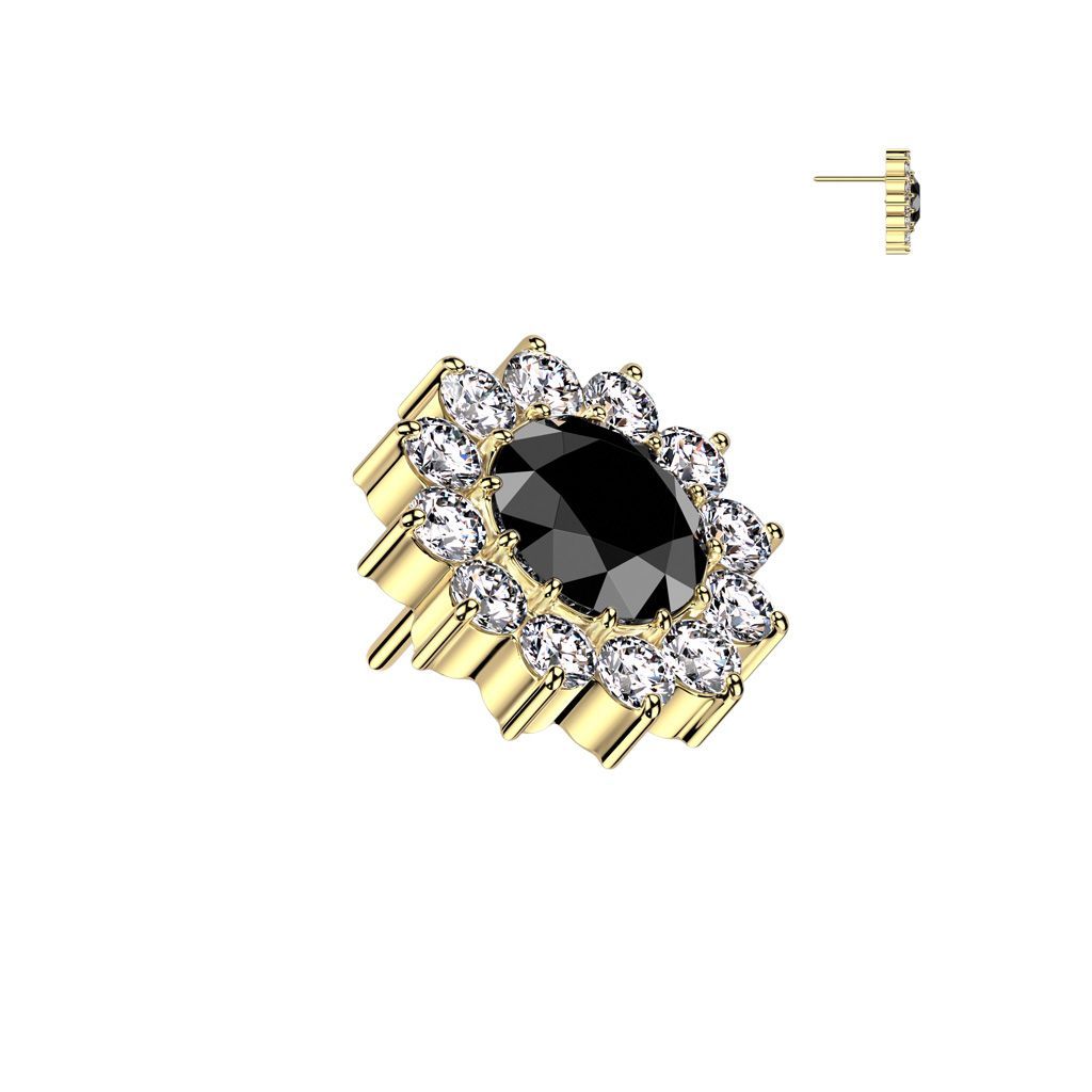 Implant Grade Titanium Threadless Push In CZ Pave Flower Top