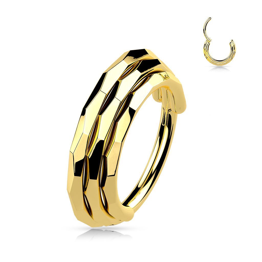 Implant Grade Titanium Triple Stacked Hinged Segment Hoop Ring With Faceted Sides