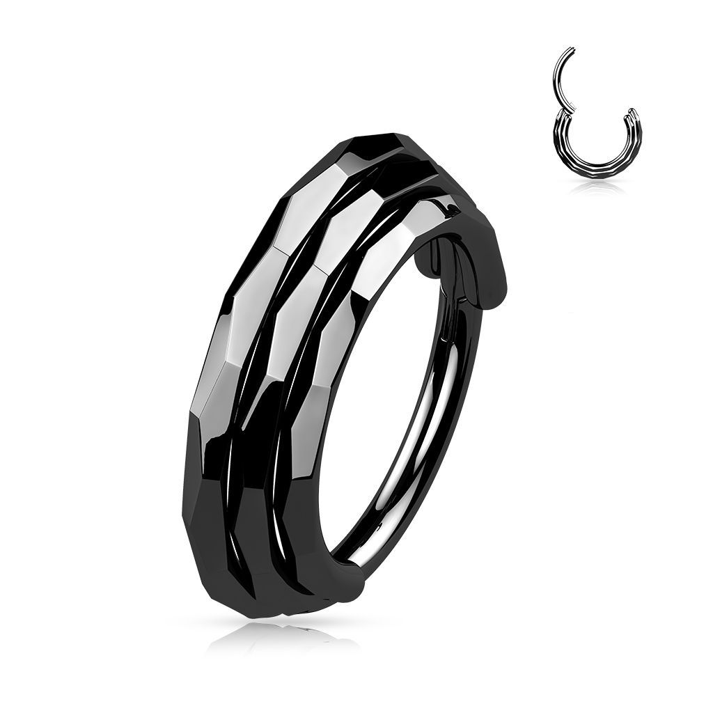 Implant Grade Titanium Triple Stacked Hinged Segment Hoop Ring With Faceted Sides