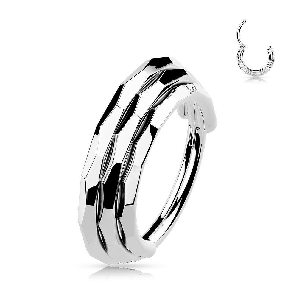 Implant Grade Titanium Triple Stacked Hinged Segment Hoop Ring With Faceted Sides