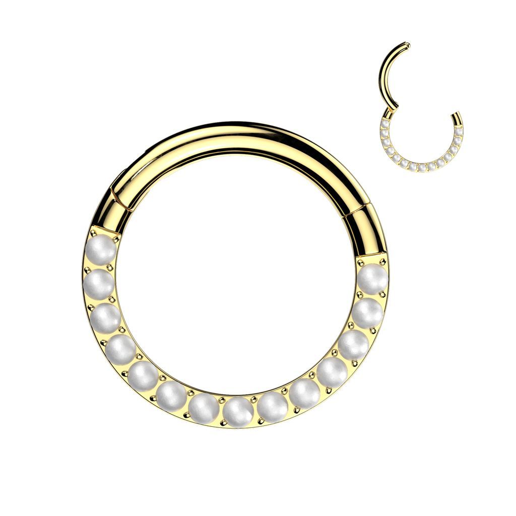 Implant Grade Titanium Hinged Segment Ring With Forward Facing CNC Pearl Set
