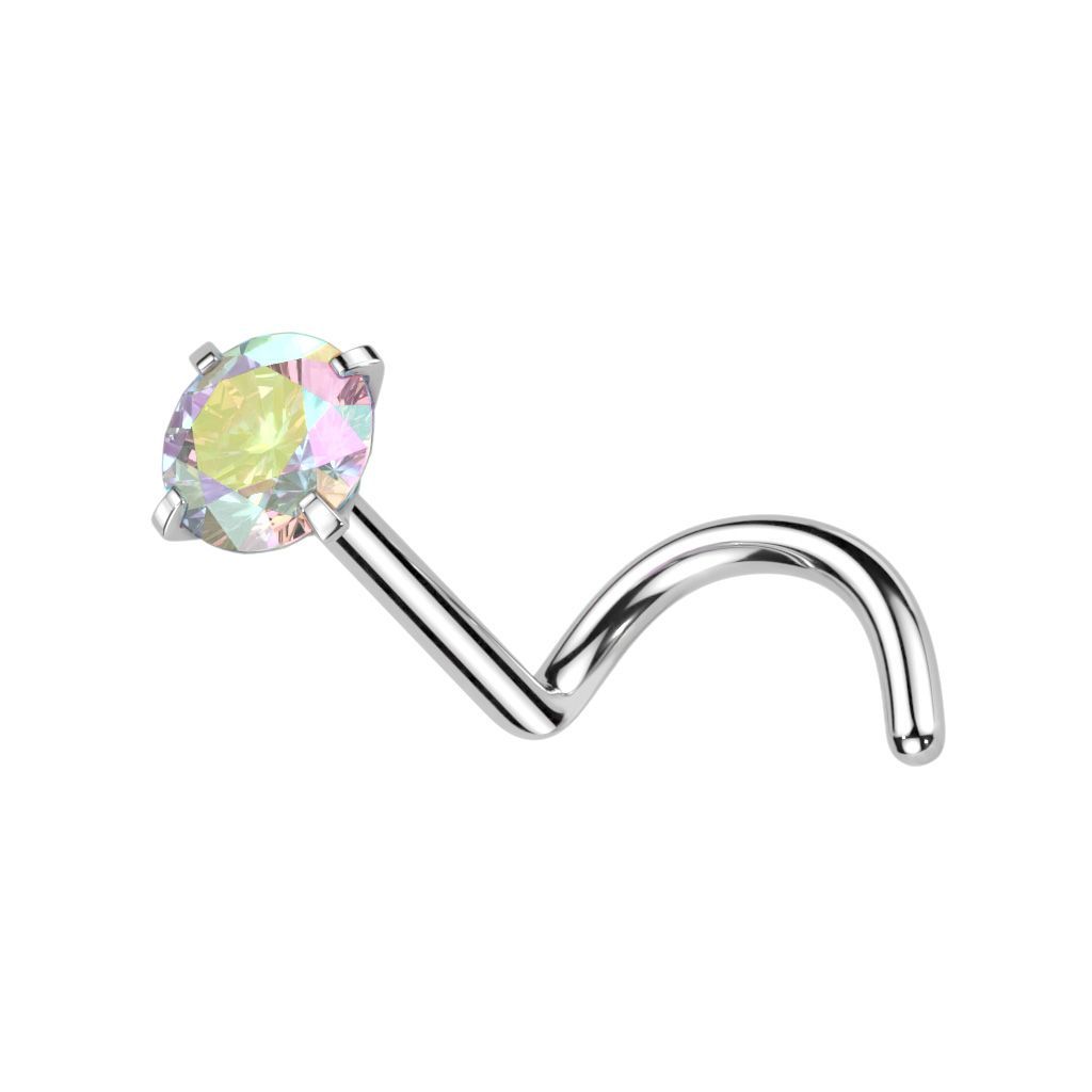 Implant Grade Titanium Prong Set CZ Nose Screw