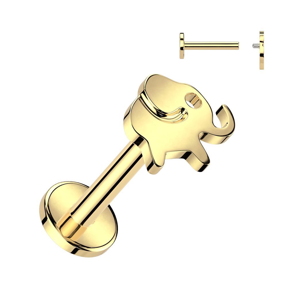 Implant Grade Titanium Internally Threaded Labret With Elephant Top