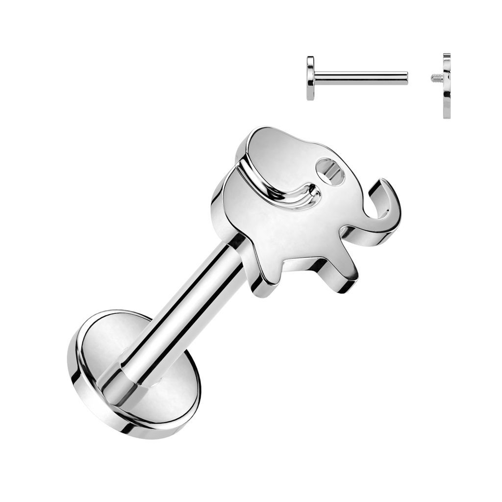Implant Grade Titanium Internally Threaded Labret With Elephant Top