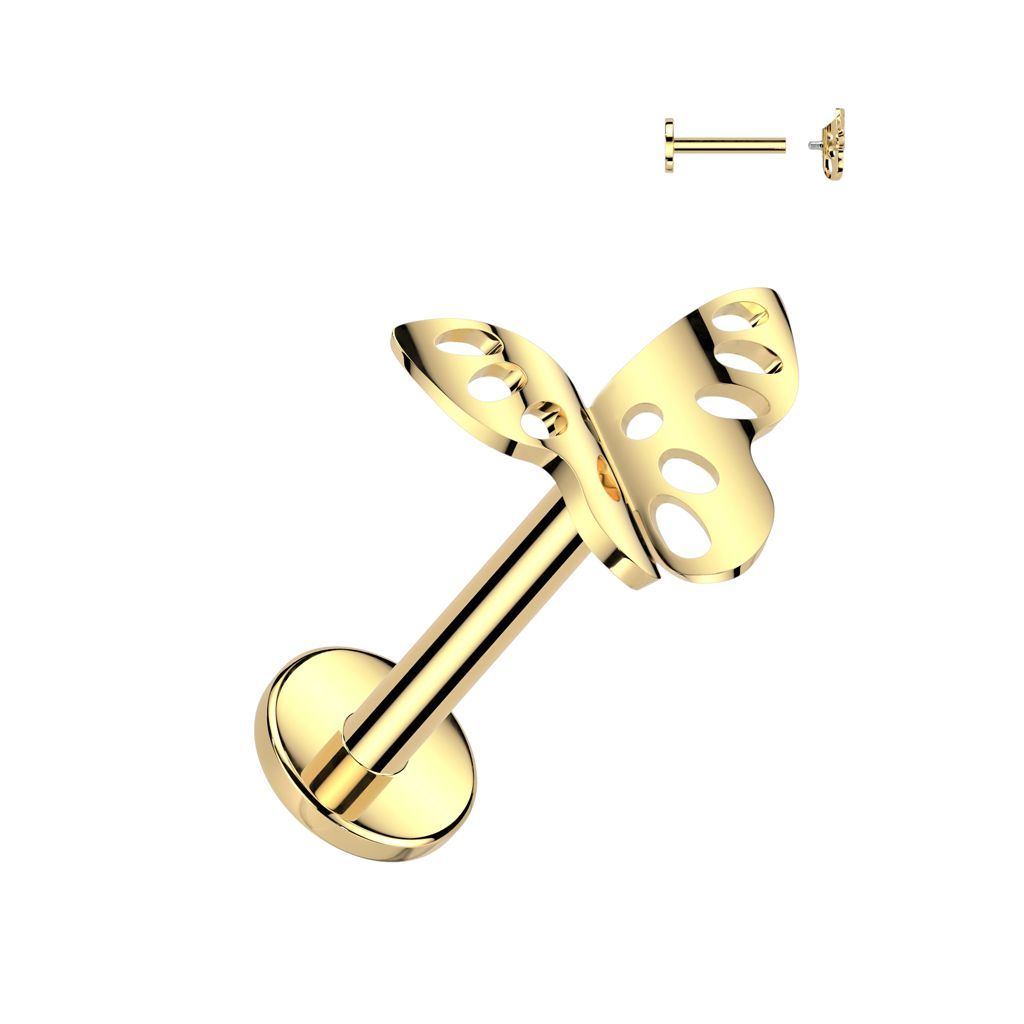 Implant Grade Titanium Internally Threaded Labret With Butterfly Top