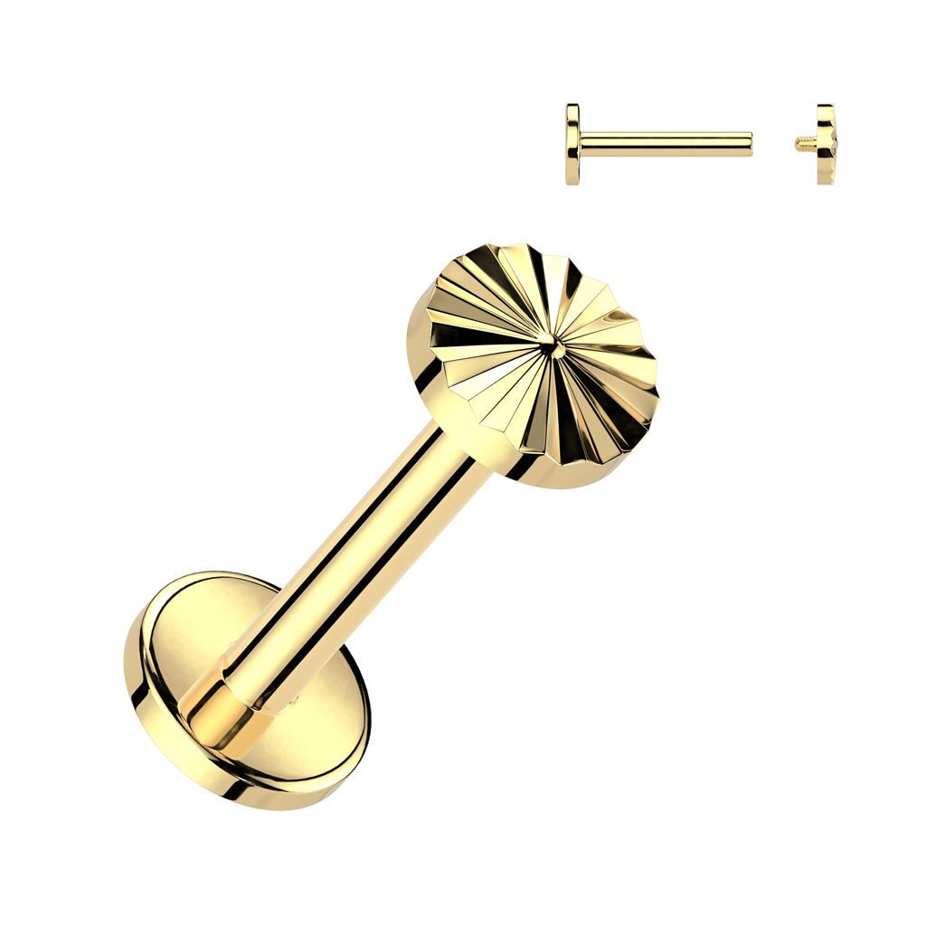 Implant Grade Titanium Internally Threaded Labret With Diamond Cut Round Top