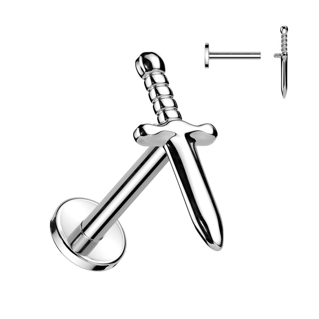 Implant Grade Titanium Internally Threaded Labret With Dagger Top