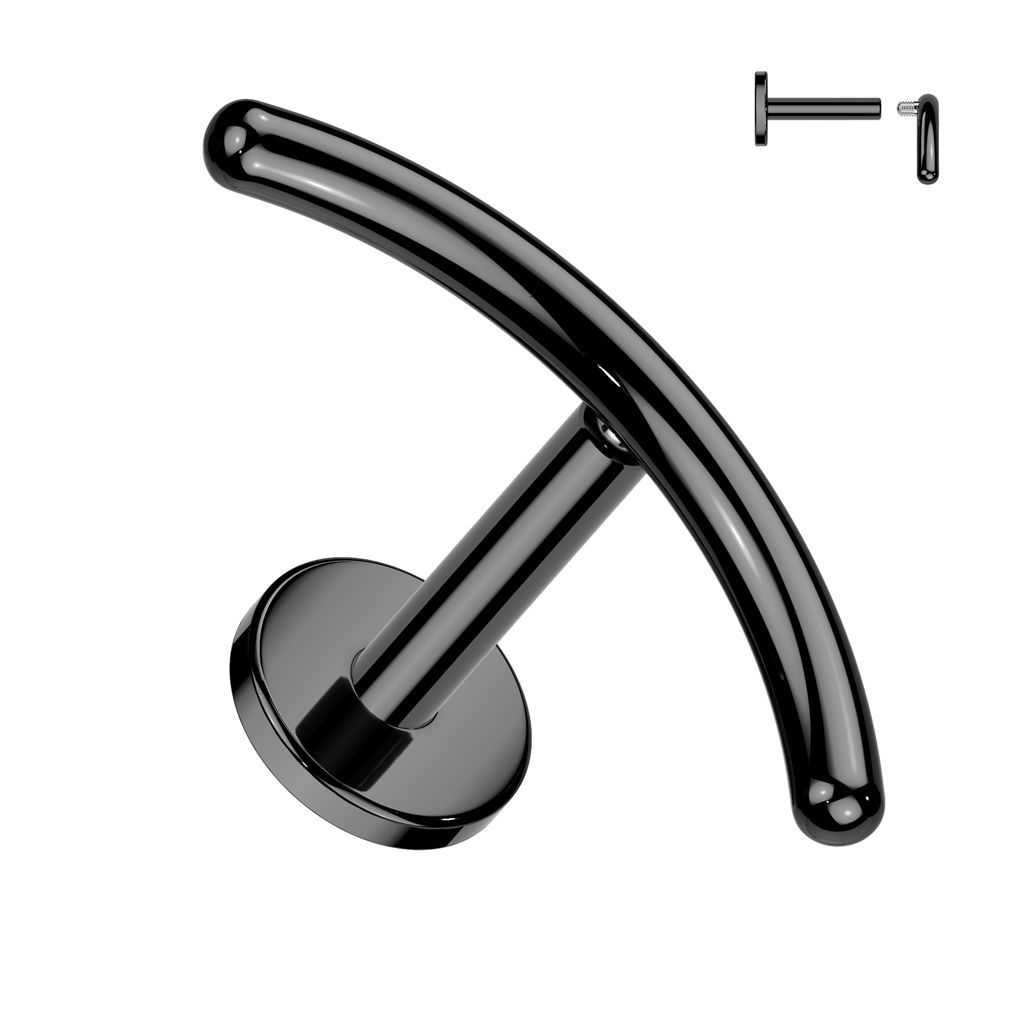 Implant Grade Titanium Internally Threaded Labret With Rounded Curved Bar Top