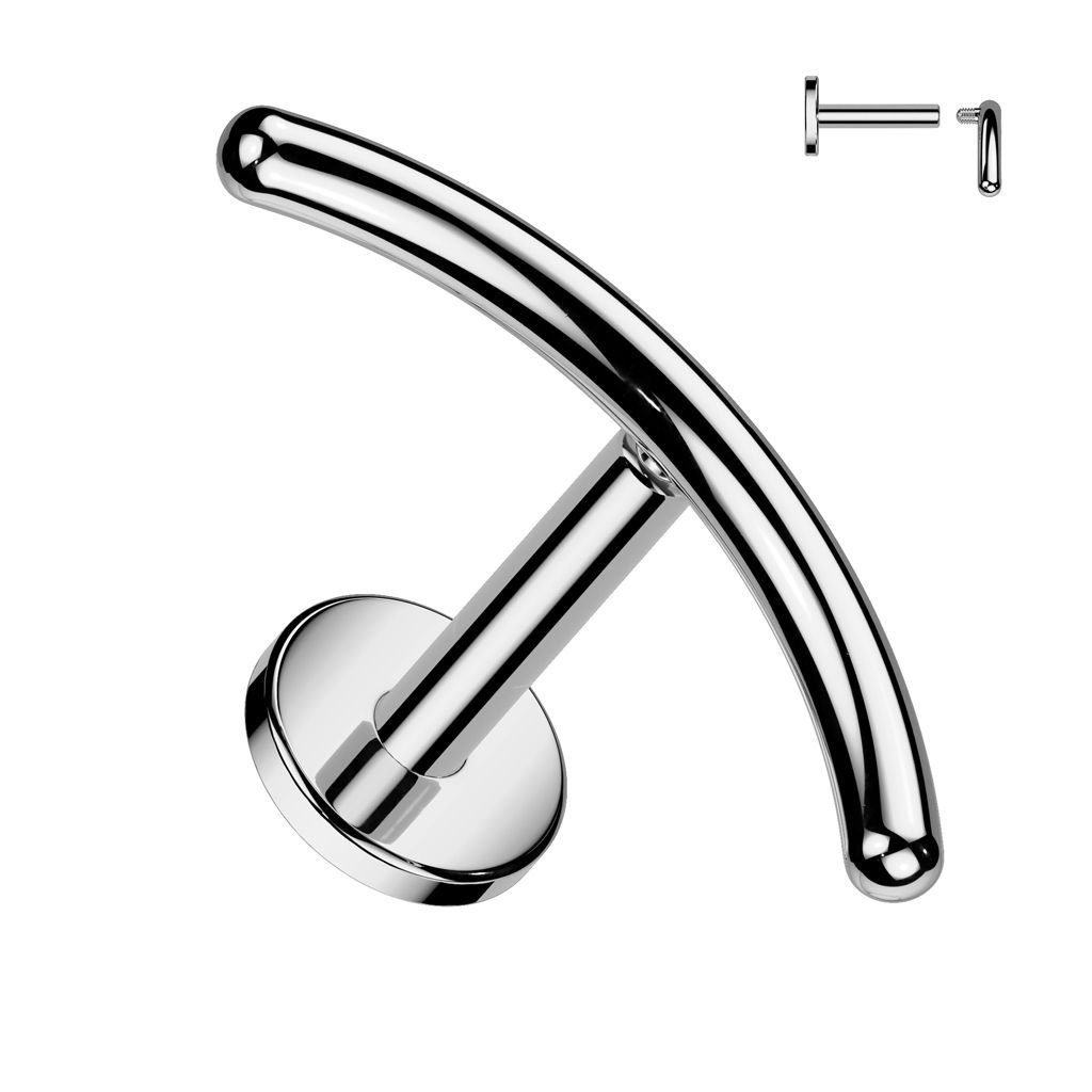 Implant Grade Titanium Internally Threaded Labret With Rounded Curved Bar Top