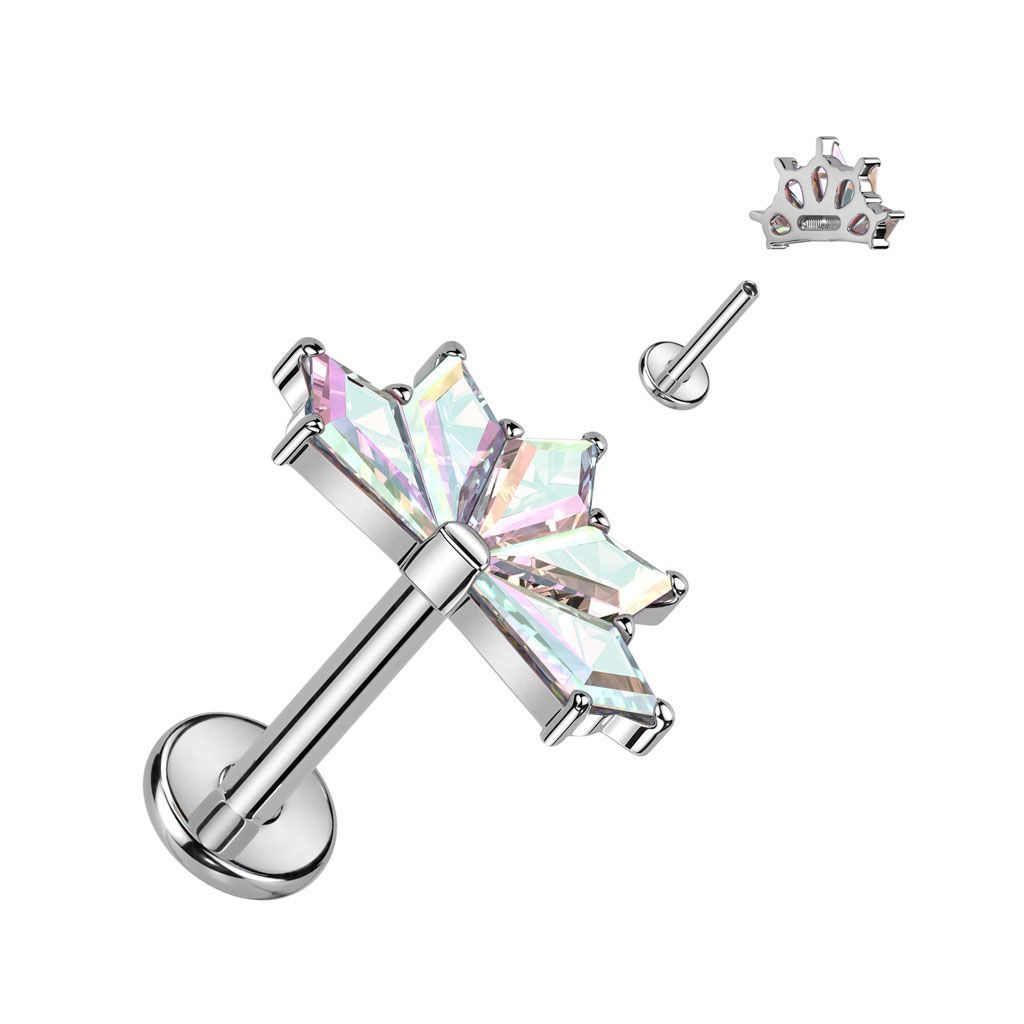 Implant Grade Titanium Internally Threaded Labret With 5 CZ Fan Top
