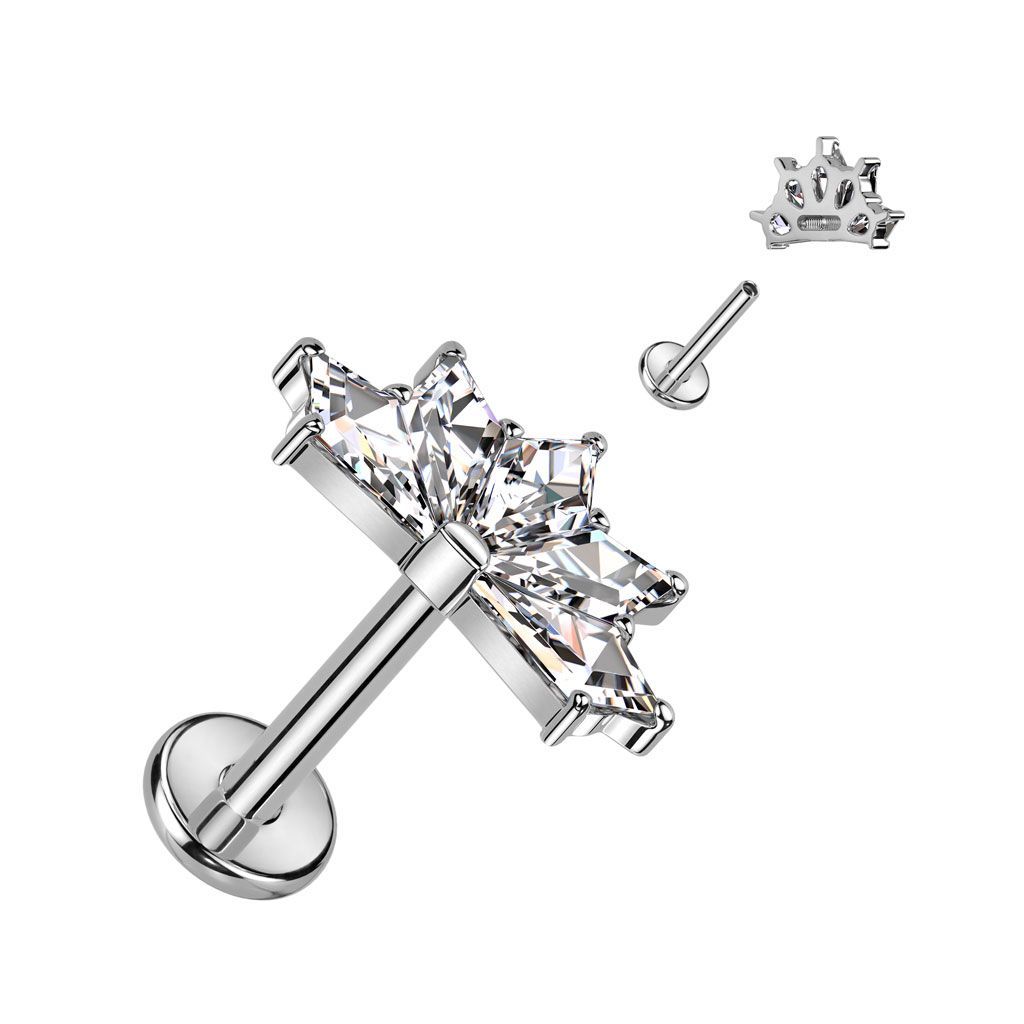 Implant Grade Titanium Internally Threaded Labret With 5 CZ Fan Top