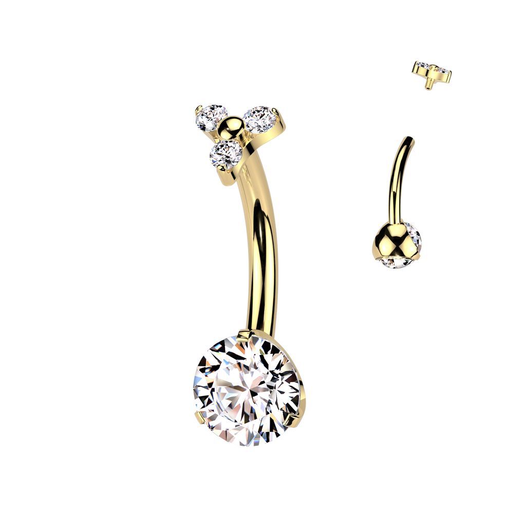 Implant Grade Titanium Internally Threaded Prong Set CZ Bottom With CZ Trinity Triangle Top