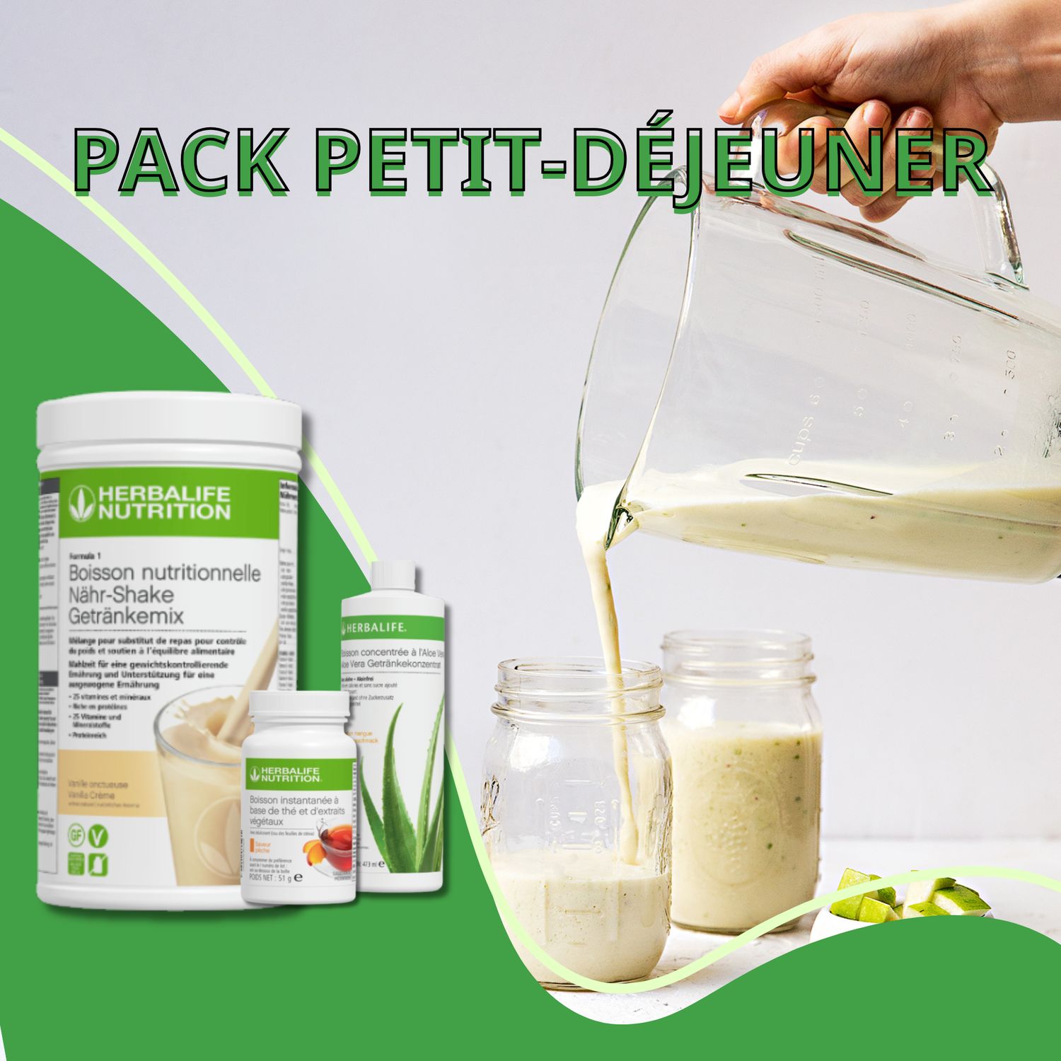 Pack Petit-Déjeuner Herbalife : Shake + Aloé + Thé