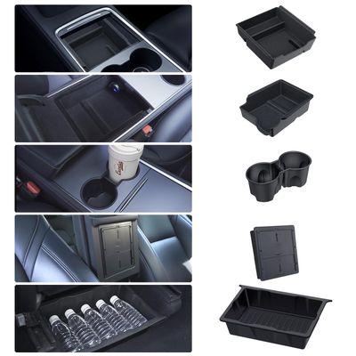 2020-2024 Tesla Model Y- 5PCS Center Console Organizer Tray: Armrest Storage Tray and Hidden Storage Box