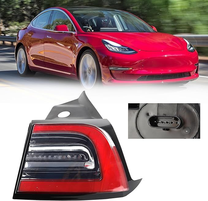 2017-2023 Tesla Model 3 Outer Right Side Brake LED Tail Lamp Replaces# 1077398-00-G 1077398 (Red Signal)
