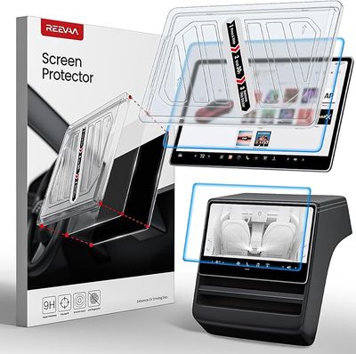 2025-2026 Tesla Model Y New (Juniper) Screen Protector [No Glare &amp; Fingerprint], 9H Tempered Glass Front/Rear Screen with Alignment Kit