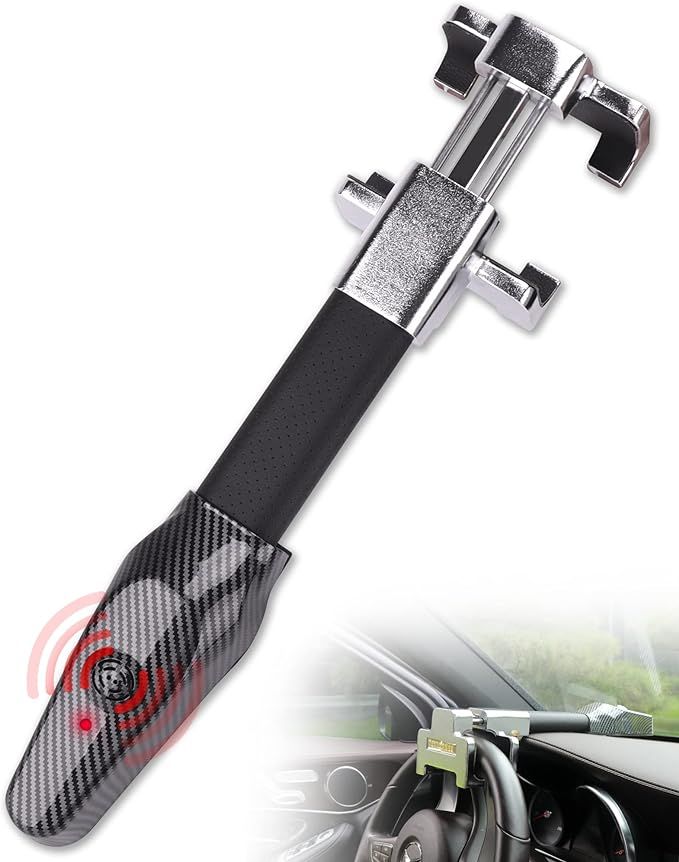 Steering Wheel Lock with Alarm ,Heavy Duty Anti-Theft Car Device for Car Theft Prevention Universal Fit for Vehicle Truck Van SUV Car with 2 Keys.
